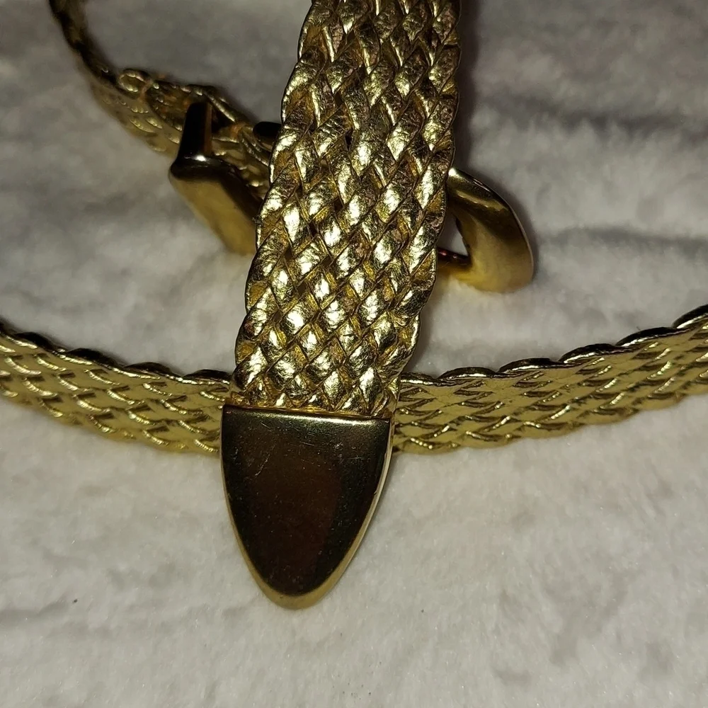 Gold Vegan Faux leather weaved rope belt